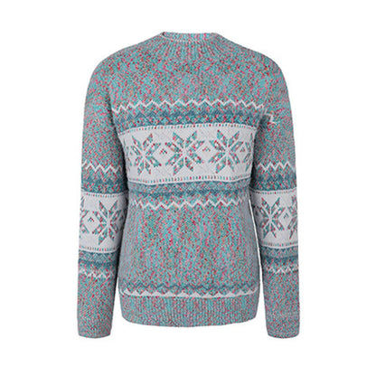 Women's Casual Half Turtleneck Snowflake Knit Christmas Sweater