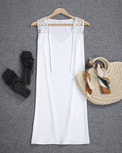 Classy White Plain Sleeveless Mini Dress