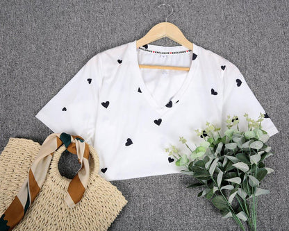 Casual V-Neck Short Sleeve Top