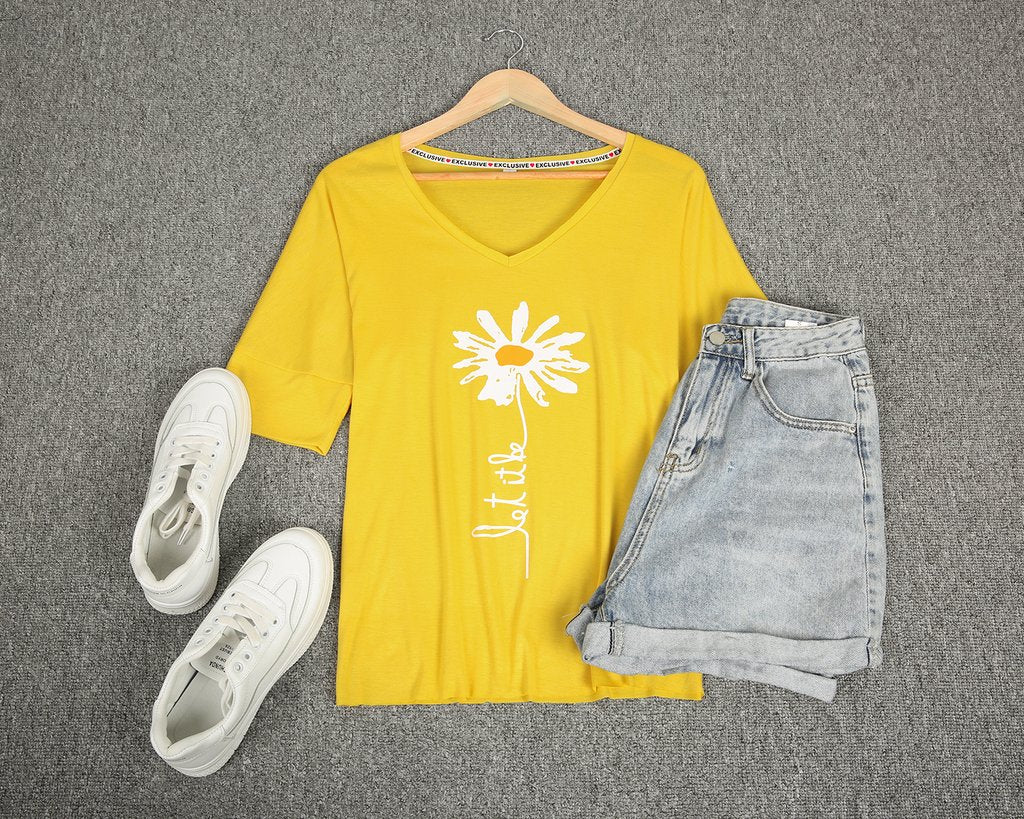 Youthful Flower Print Short Sleeve Top