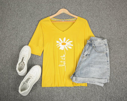 Youthful Flower Print Short Sleeve Top