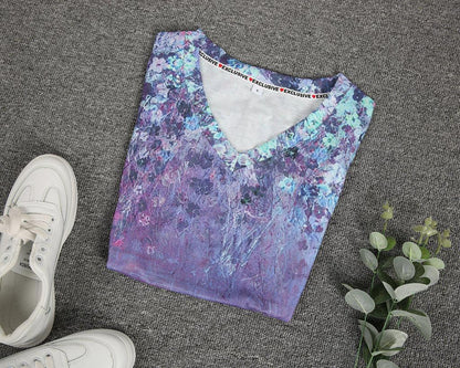 Stunning V-Neck Sleeveless Printed Top