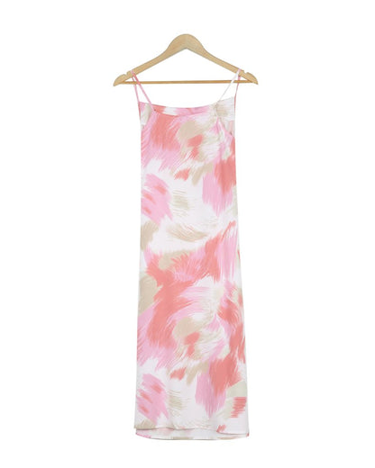 Vintage Print Sleeveless Midi Dress