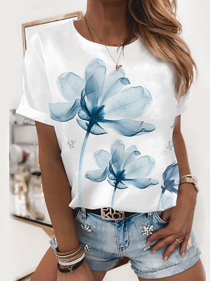 Elegant Print Short Sleeve Top