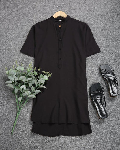 Cool V-Neck Plain Mini Dress
