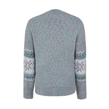 Women's Casual Half Turtleneck Snowflake Knit Christmas Sweater