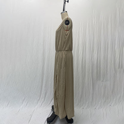 High Waist Split Maxi Long Dress with Pockets