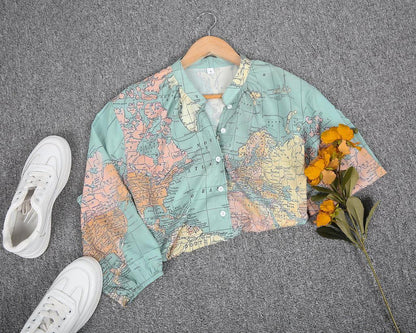 How Worldly Globe Print Shirt