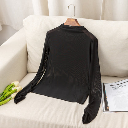 Women's See Through Long Sleeve Mesh Top Tee