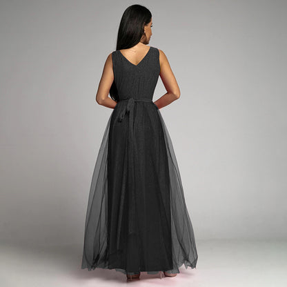 Split Thigh V Neck Wedding Guest Party Maxi Dress