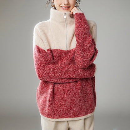 Thick Lapel Cashmere Knit Sweater