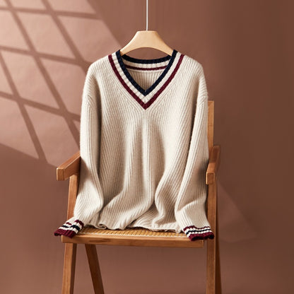 V-Neck Long-Sleeved Cashmere Sweater
