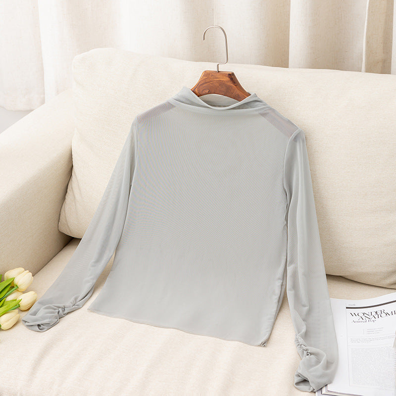 Women's See Through Long Sleeve Mesh Top Tee