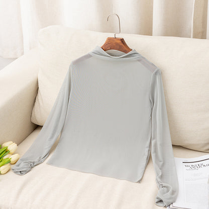 Women's See Through Long Sleeve Mesh Top Tee