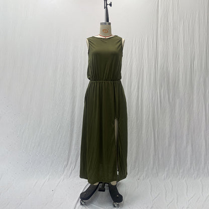 High Waist Split Maxi Long Dress with Pockets