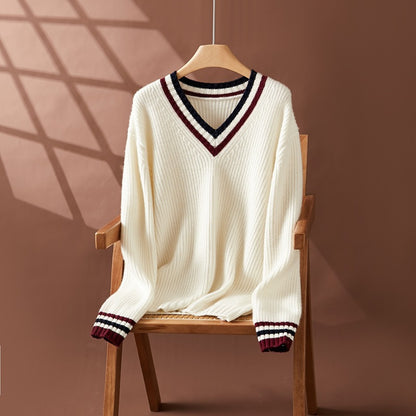 V-Neck Long-Sleeved Cashmere Sweater